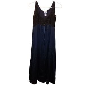 Vintage 1970s Sopre Lingerie Womens Sz S Black Nightgown Nylon Lace